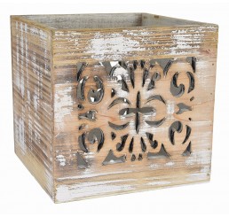 White Wash Wooden Cube - 6"