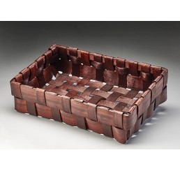 Brown Stain Woven-Wood Tray