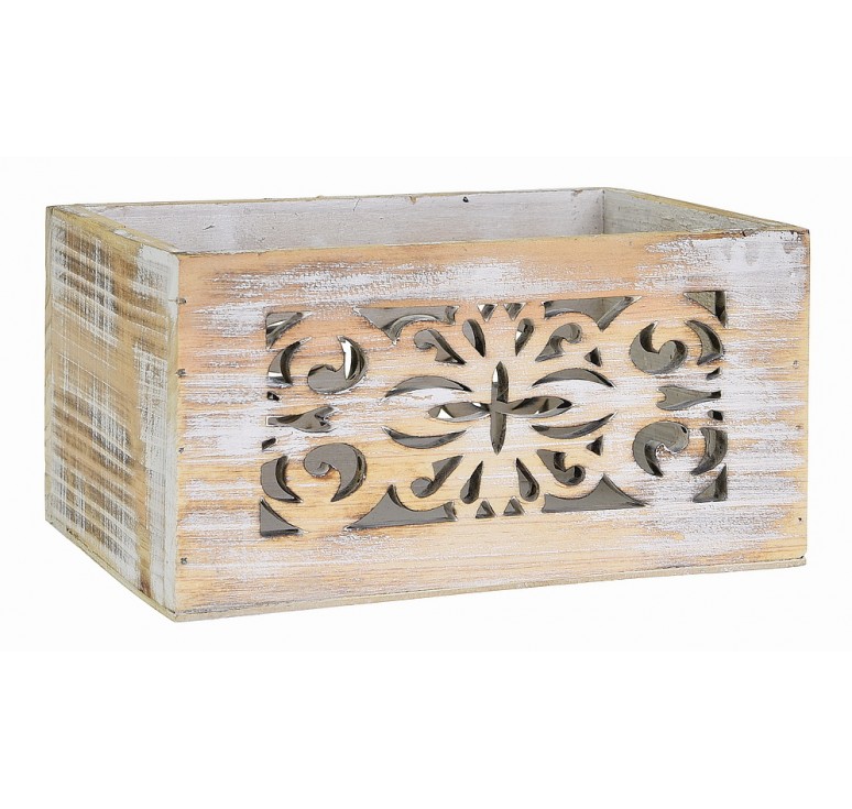 White Wash Rectangular Wooden Container 