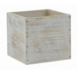 White Washed Wooden 4" Cube 