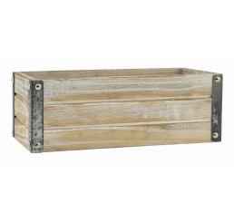 WW Rectangular Wooden Container with Metal Accents