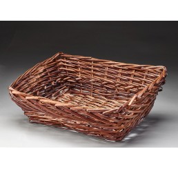 Brn Stain Rectangular Willow Tray