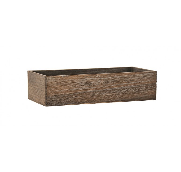 Rectangular Brn Stain Wooden Container