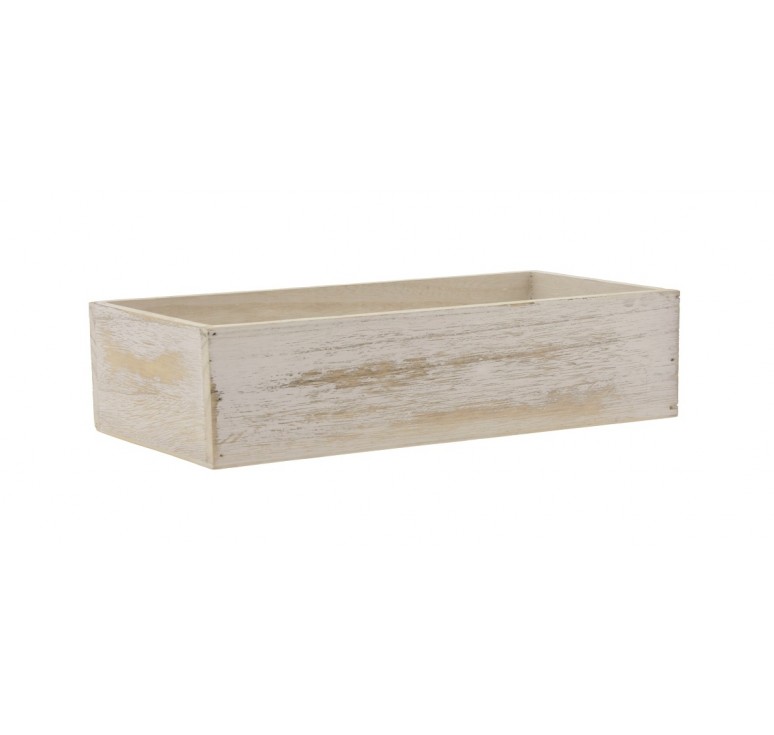 WhiteWash Rectangular Wooden Container
