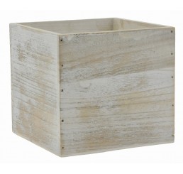 White Washed Wooden 6" Cube