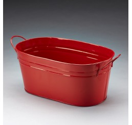 Oval Metal Pail - Red  