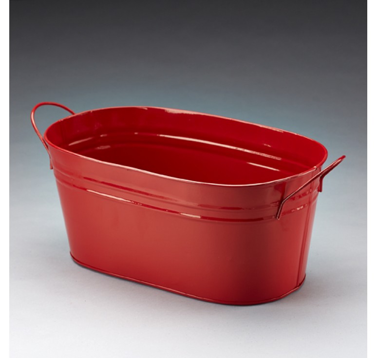 Red, Oval Metal Pail 