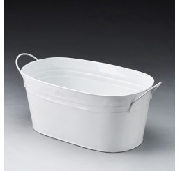 Oval Metal Pail - White  