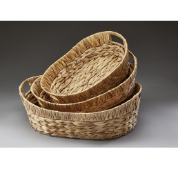 Set/3 Seagrass Tray with Metal Frame