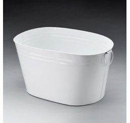 Oval Metal Pail - White