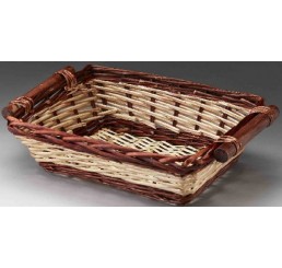 Two-Tone Willow Tray with Wooden Ear Handles 
