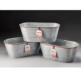 Ribbed, Galvanized Oval Metal w/ "Gift Tags"