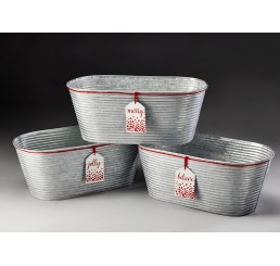 Ribbed, Galvanized Oval Metal w/ "Gift Tags"
