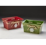Metal Container w/Snowflake & Rope Decoration