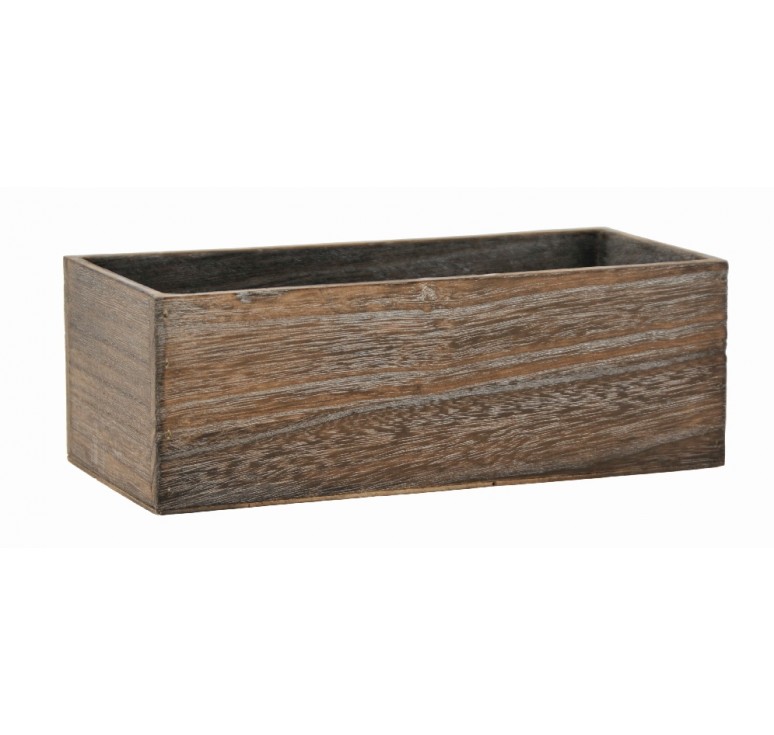 Rectangular Wooden Container - Brown Stain 