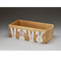 Rect Wood Container w/ Rabbit