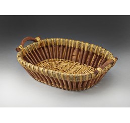 Willow/Woodchip Tray with Wooden Ear Handles