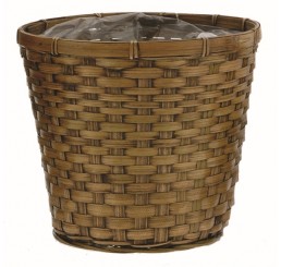 Brown Stain Bamboo Planter - fits 8" pot
