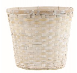 White Wash Bamboo Planter - fits 8" pot