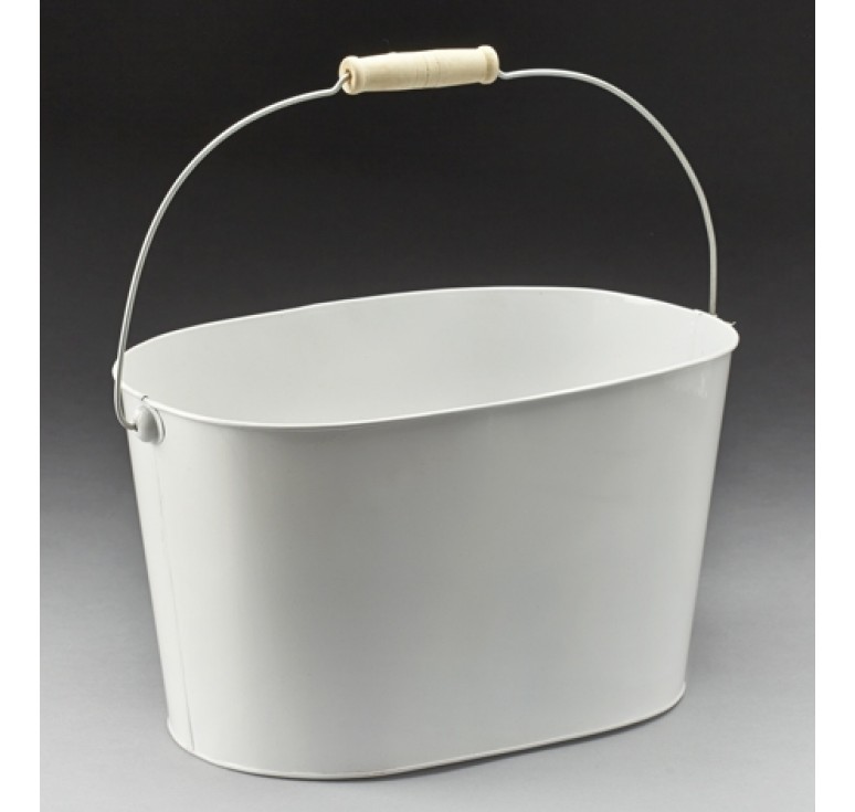 White Metal Pail with Drop Handle  