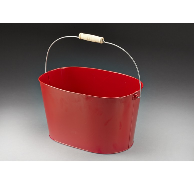 Red Metal Pail With Drop Handle 
