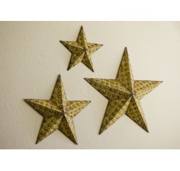 Set of 3 Metal Star Wall Decoration