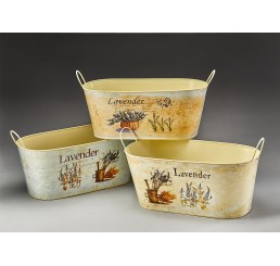 Lavender Design Oval Metal Containers 