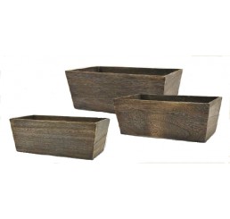 Brown Stain Set/3 Wooden Container