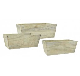 White Washed Set/3 Wooden Container 
