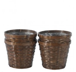 Brown Stain Bamboo Pot Cover - Fits 6"