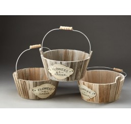 Round, Wooden Container w/Drop Handle