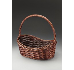 Brown Stain Oval Willow Single Basket  