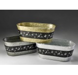 Assorted Color Galvanized Metal Containers w/Reindeer & Snowflake Design