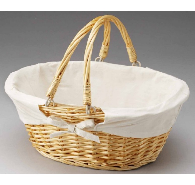 Oval Willow with Fabric Lining and Double Drop-Down Handles