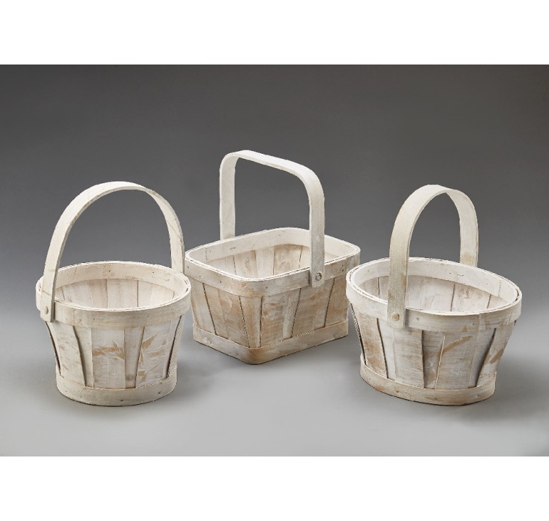 White Washed Woodchip Baskets 