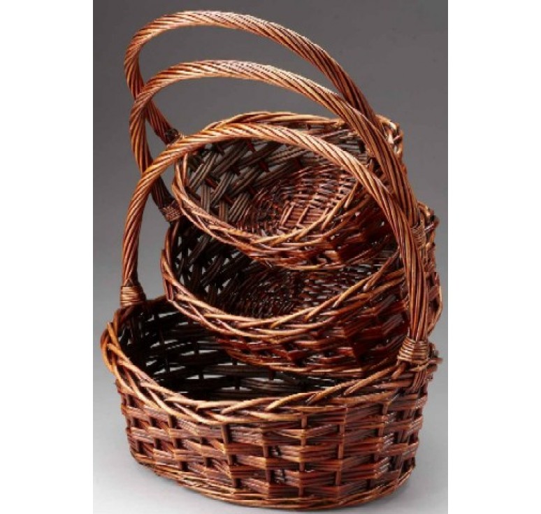 Set/3 Brown Stain Oval Willow
