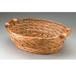 Brown Stain Oval Split Willow Tray with Wooden Ear Handles 