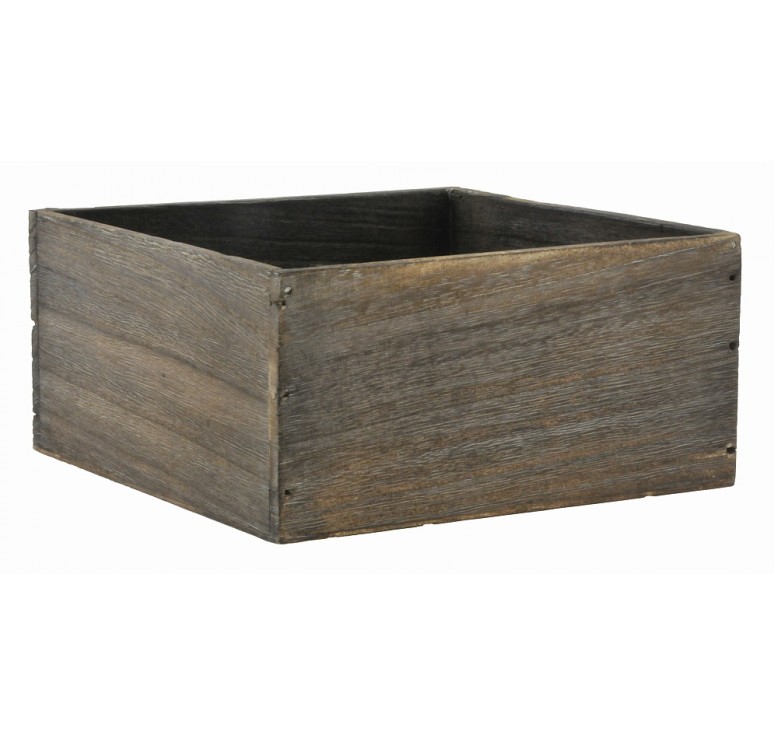 Brown Stain Square Wooden Container