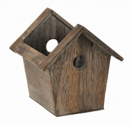 Brown Stain Wooden Birdhouse Container 