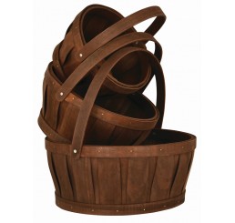 Round Woodchip Baskets w/ Drop Handle