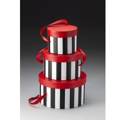Set/3 Round Box with Attached Ribbon