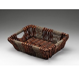Brown Stain Willow/Rope Rectangular Tray  