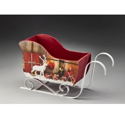 Wooden Sleigh w/Metal Runners