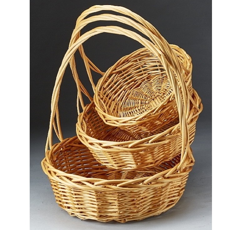 Buff Color Round Willow Set/3  