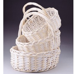 White Wash Oval Willow Set/3 