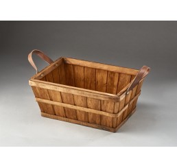 Rectangular Woodchip Container with Faux Leather Ear Handles 