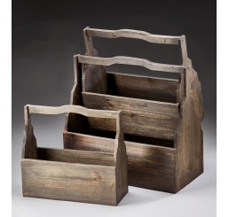 Brown Stain Set/3 Wooden Container
