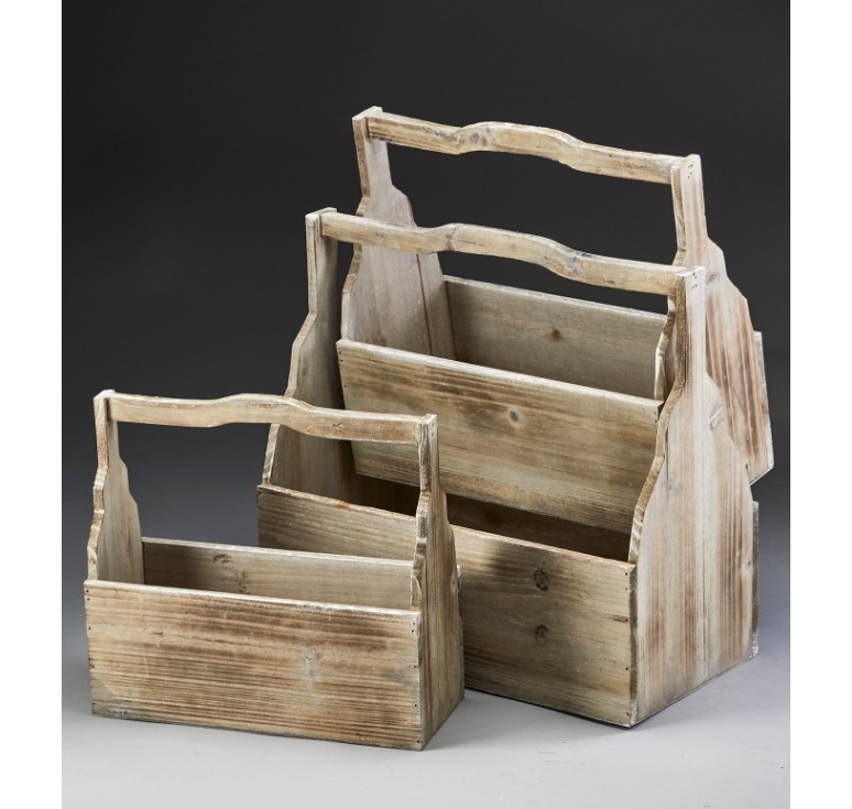 White Wash Set/3 Wooden Container