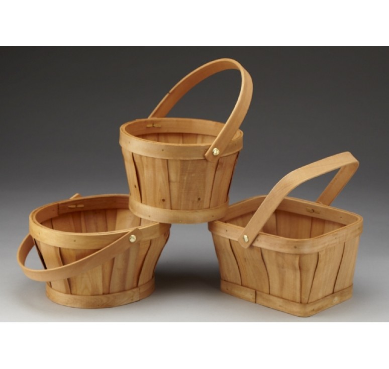 Woodchip Basket with Drop Handle 