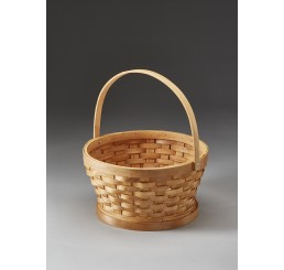 10" Round Woodchip Basket with Drop Handle